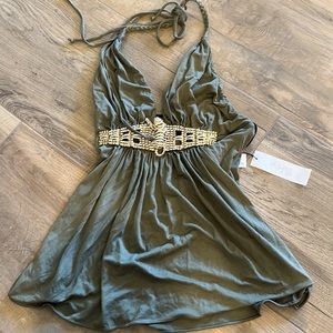 SKY CRYSTAL HALTER TIGER TOP! Medium! NWT